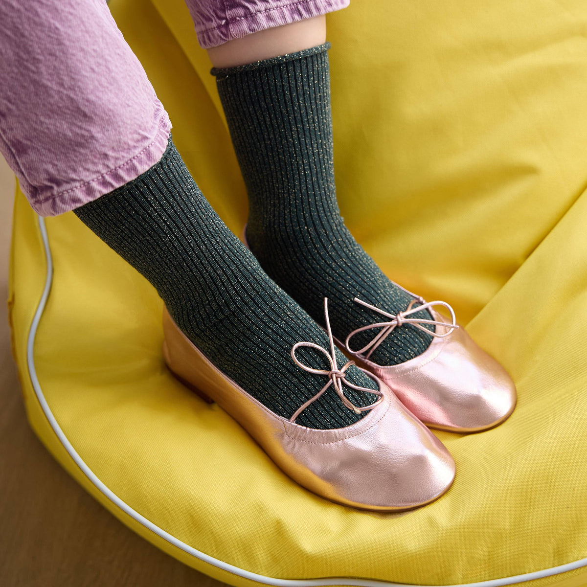 KLUE Glitzer-Lurex-Socken aus umweltfreundlichem Lyocell | Grün: 36-40