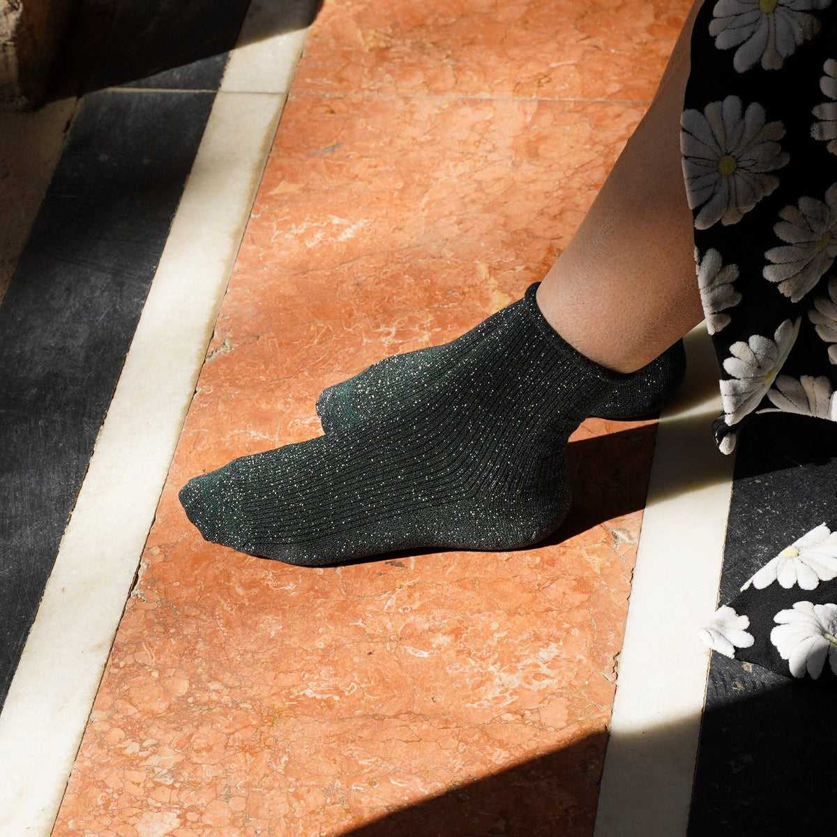 KLUE Glitzer-Lurex-Socken aus umweltfreundlichem Lyocell | Grün: 36-40