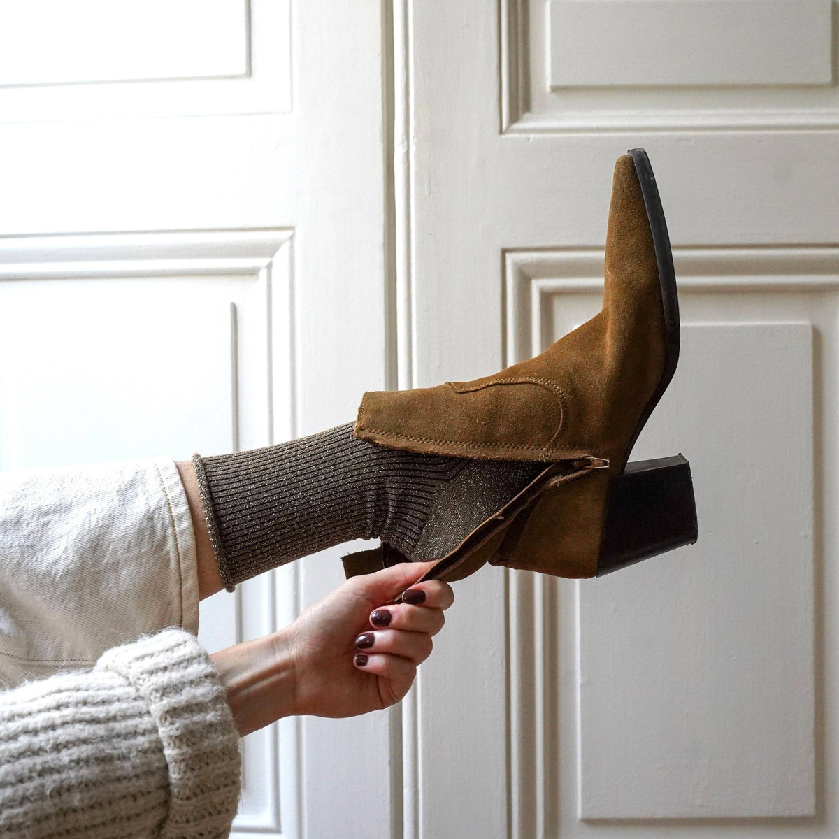 KLUE Glitzer-Lurex-Socken aus umweltfreundlichem Lyocell | Karamell: 36-40