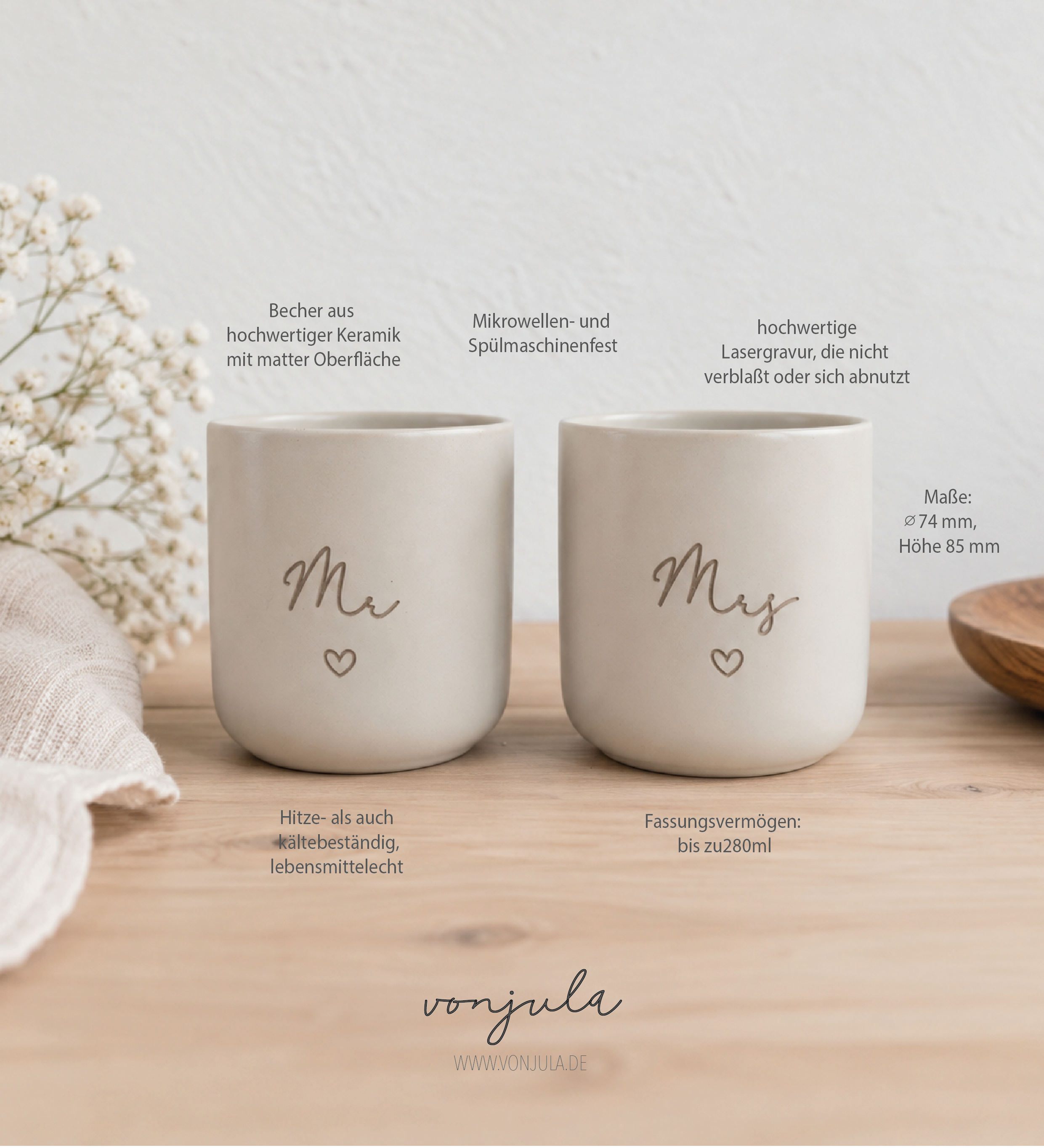 Mr & Mrs Personalisiert Tasse graviert Becher Hochzeitsgeschenk Gravierte Steingut Tassen mit Namen Hochzeitsgeschenk Name | Ehepaar Tassen