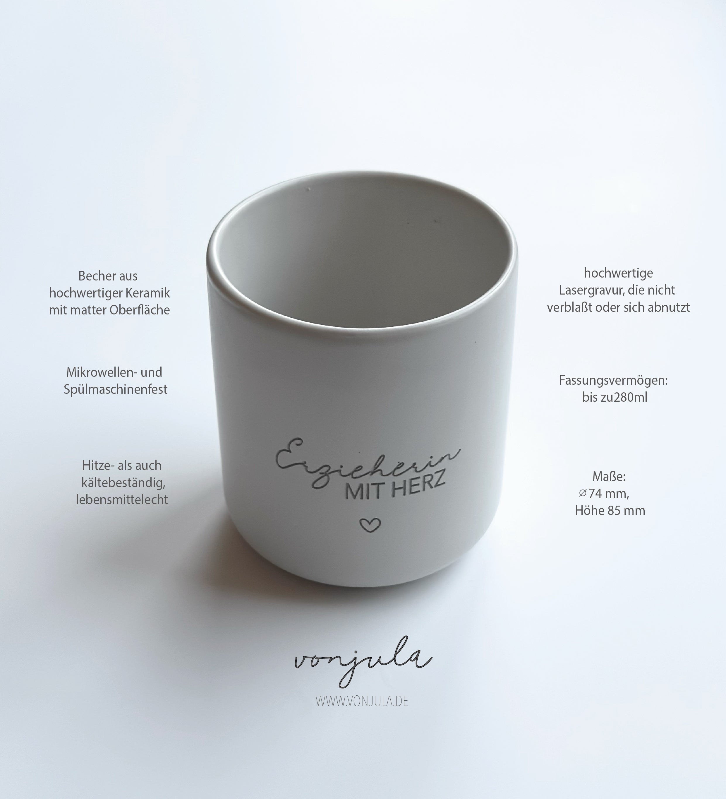 Name eigene Zeichnung individuell Becher graviert Keramiktasse mit Her personalisiert Weihnachtsgeschenk Erzieherin Abschiedsgeschenk