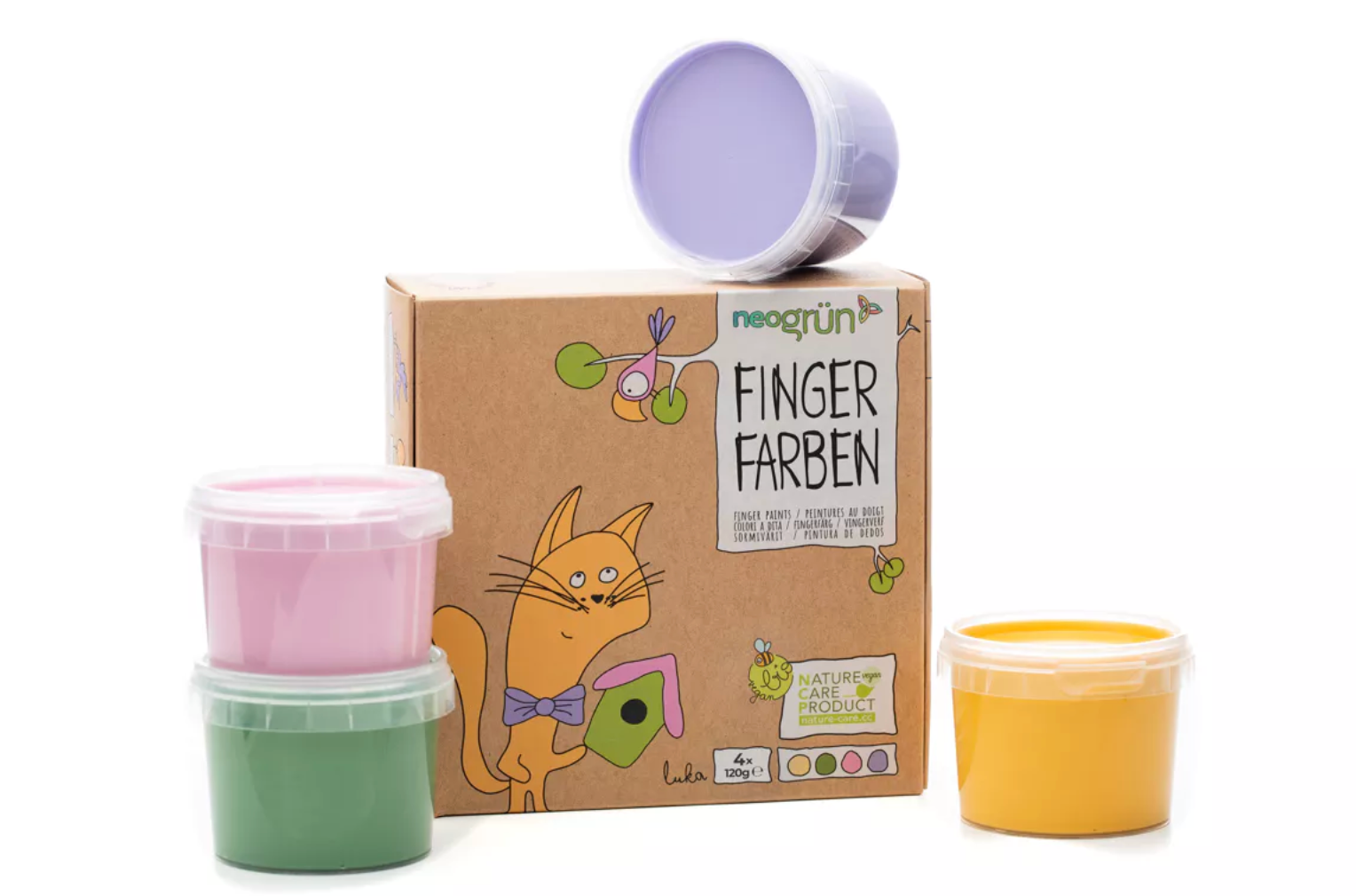 Bio-Fingerfarben vegan - 4er Set "Luka"