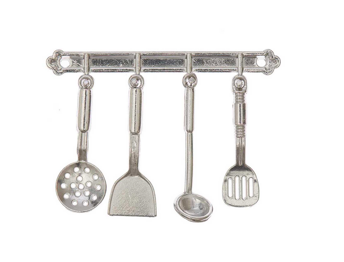 Rico Design Miniatur Kochutensilien silber 5teilig  I Wichtelzubehör