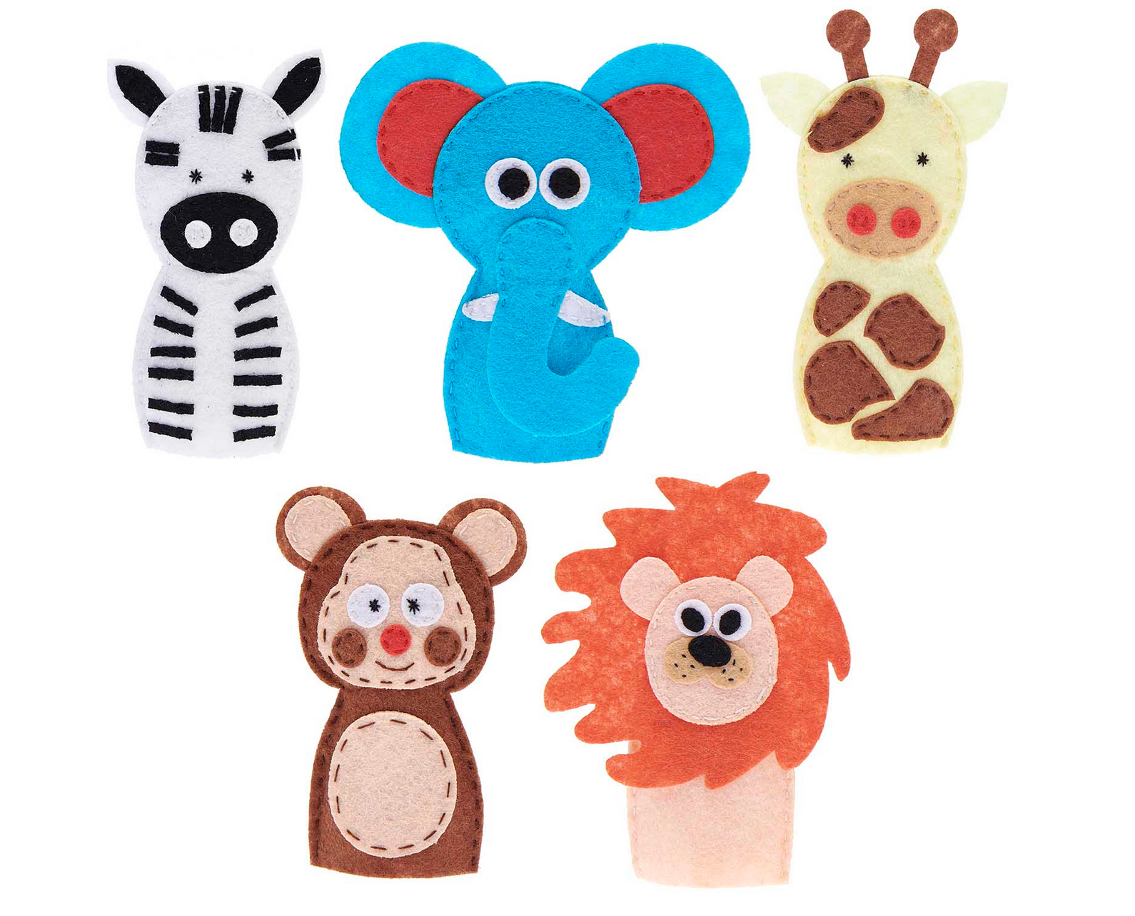Rico Design Bastelset Filz Fingerpuppen Wilde Tiere 5 Stück