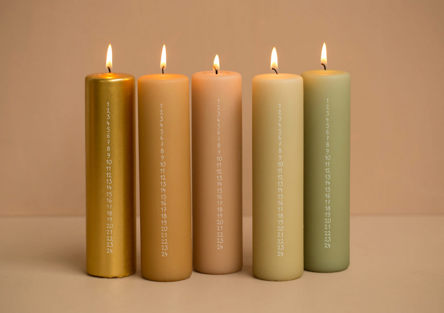 Adventskerze Kerze Tannengrün Rustik Lys 15x20cm