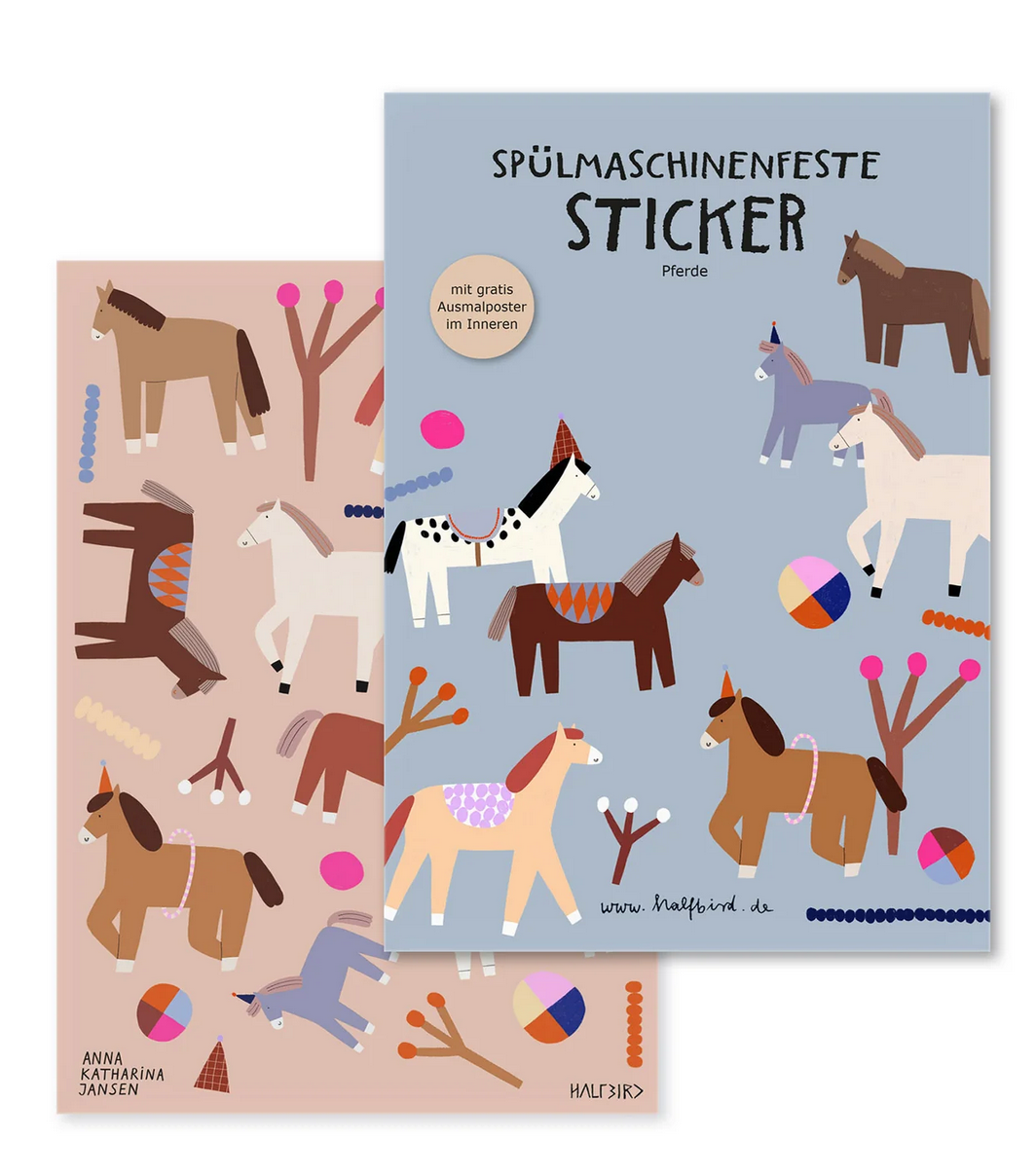Spülmaschinenfeste Sticker "Pferde" - Halfbird
