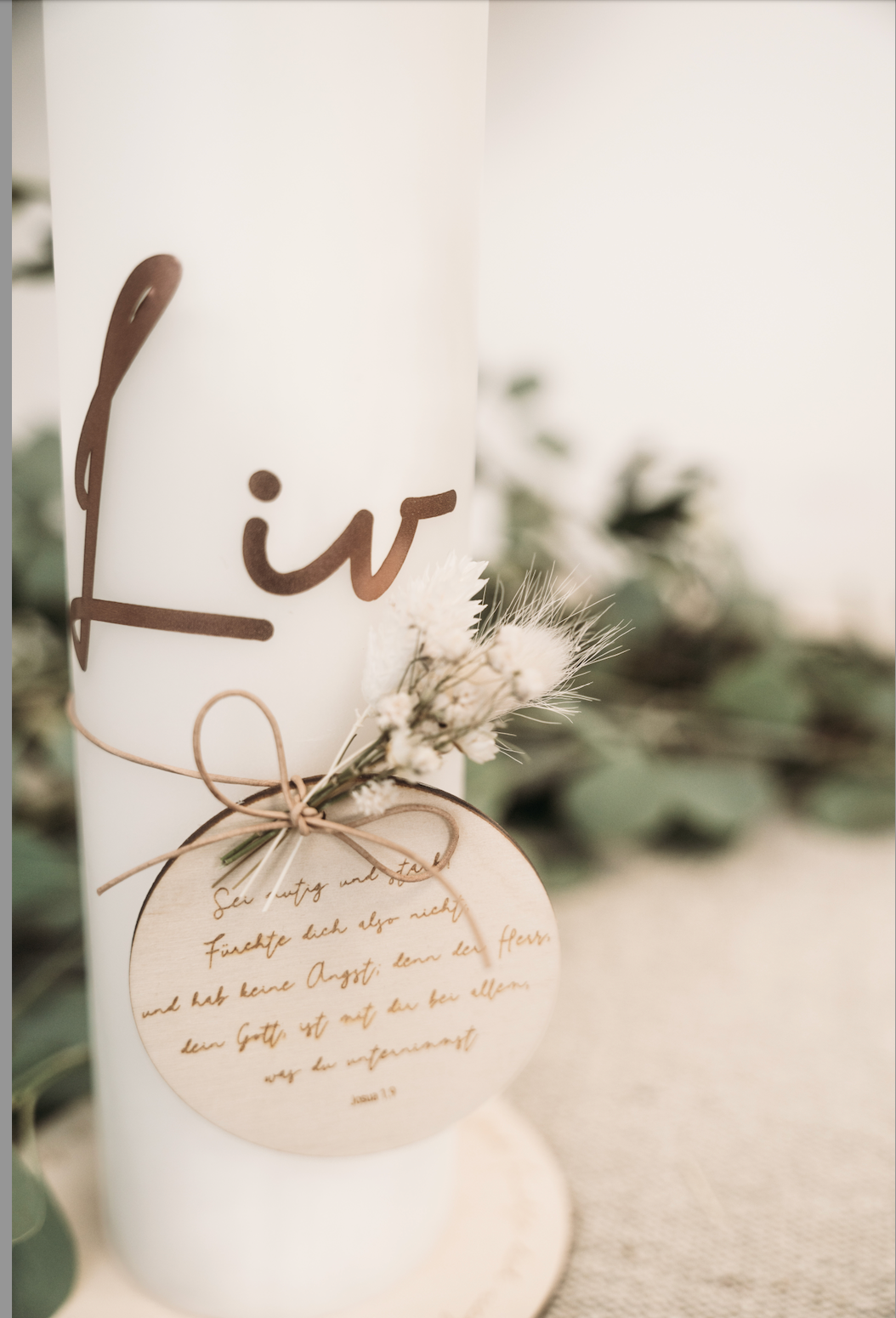 Taufkerze Name + Taufvers Holzplakette