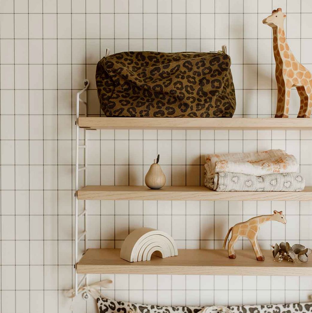 Kosmetiktasche Khaki Leopard Rose in April