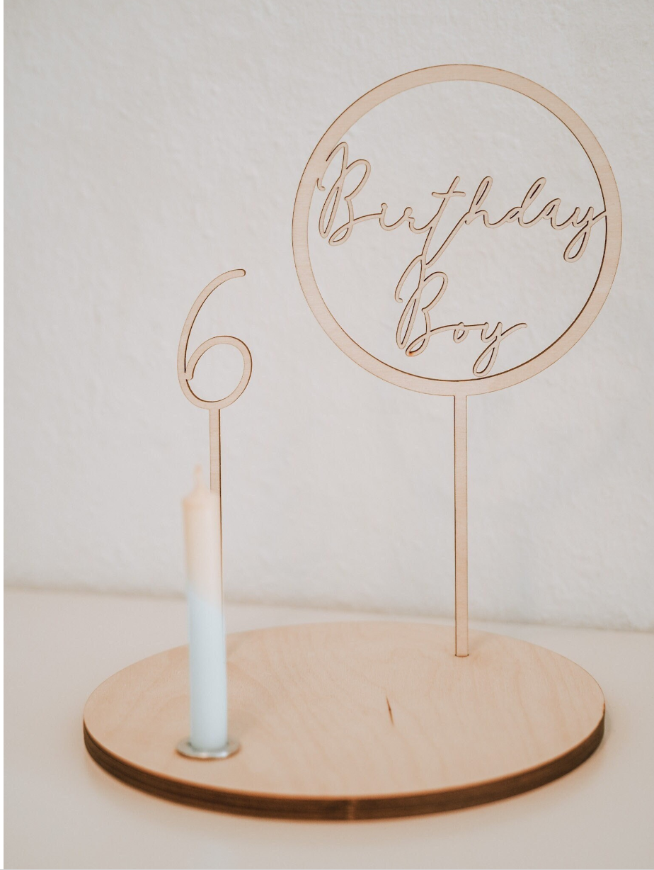 Caketopper Blätter Birthday Boy