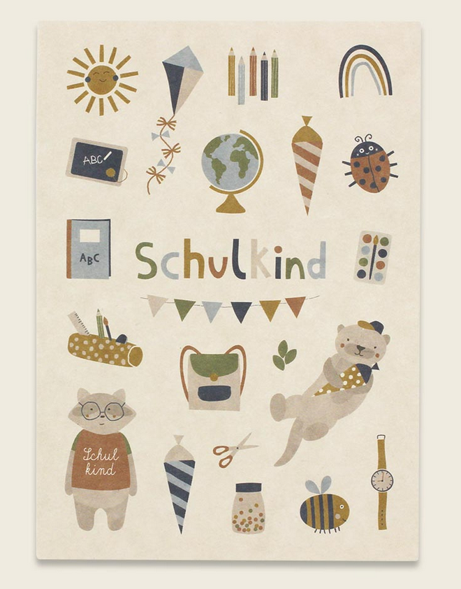 Postkarte Symbole Schulkind