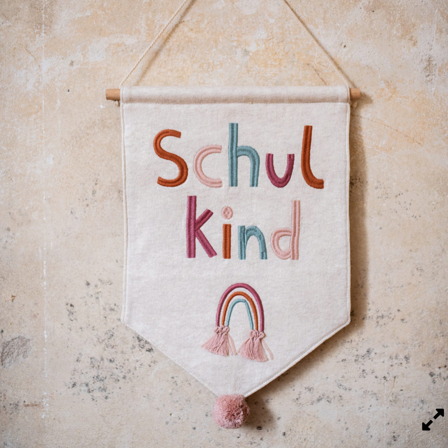Wandbehang „Schulkind“ mit Regenbogen (22cm x 32cm)