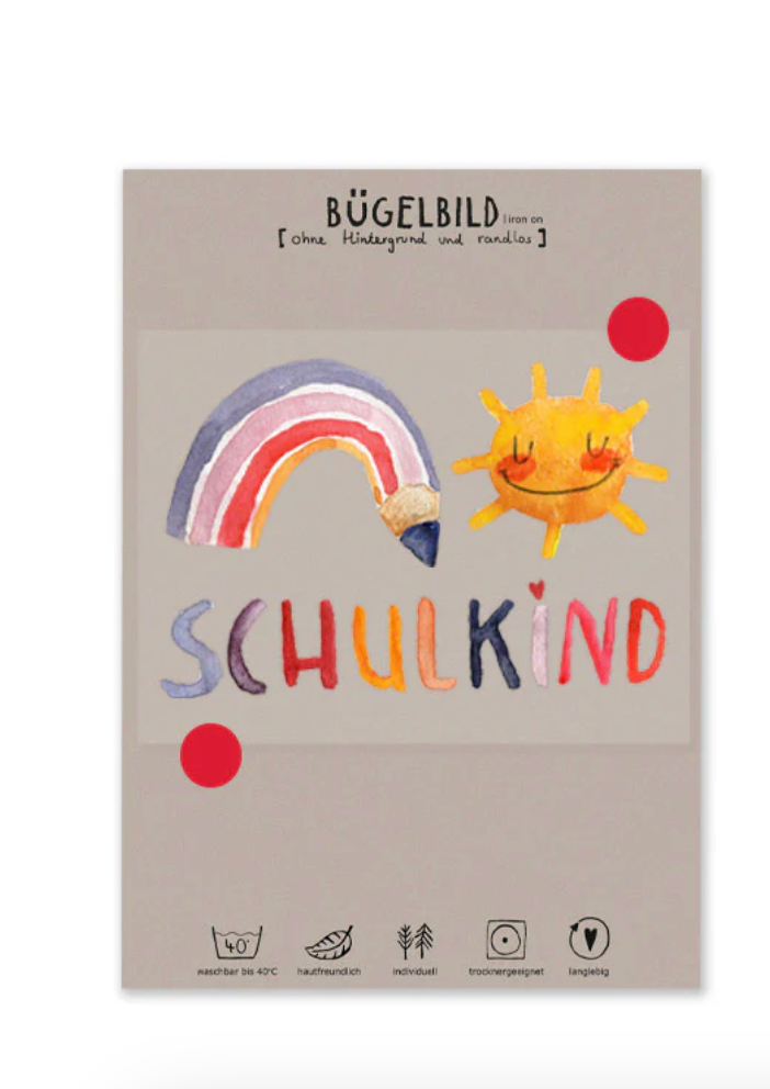 Bügelbilder SET randlos "Regenbogen Schulkind" Halfbird