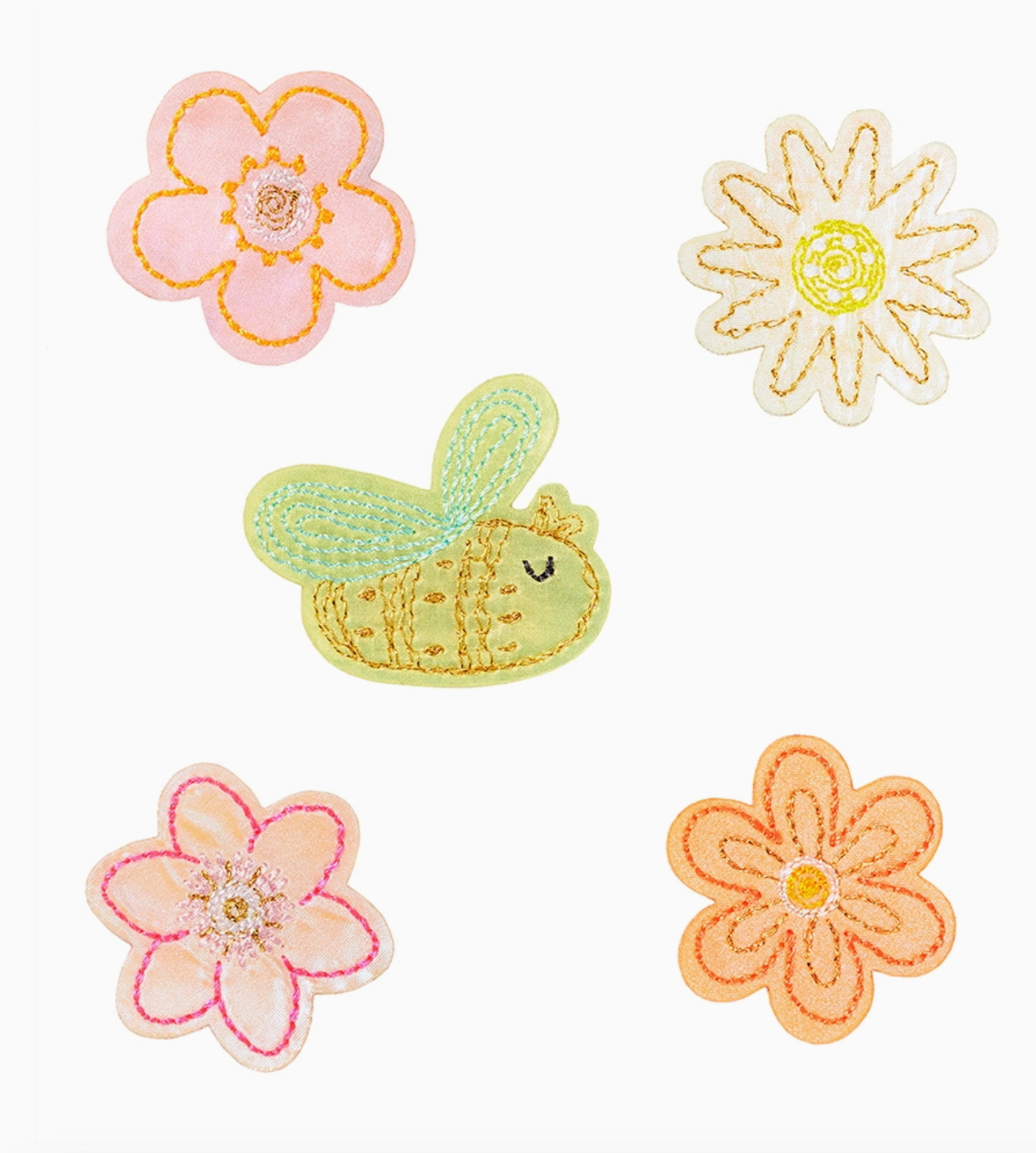 Bügelstoffsticker – Bee and Flowers