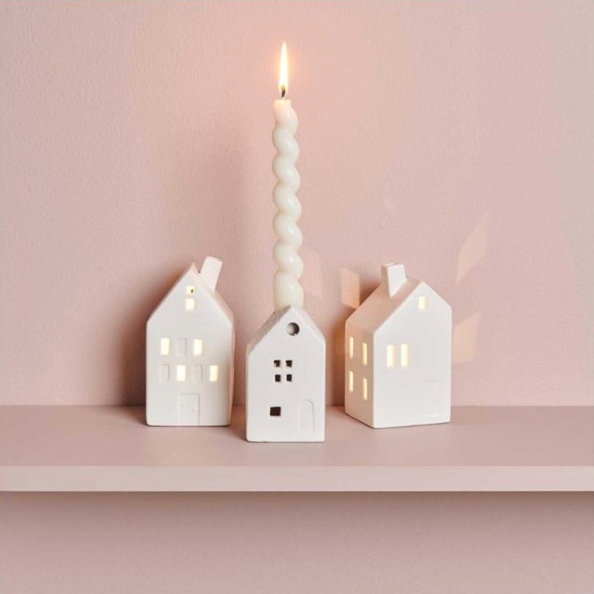 Kerzenhalter Haus Porzellan weiß Rico Design