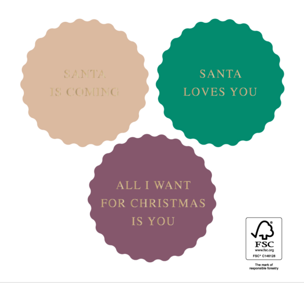 Weihnachtssticker Santa Love Gold 6 Stück