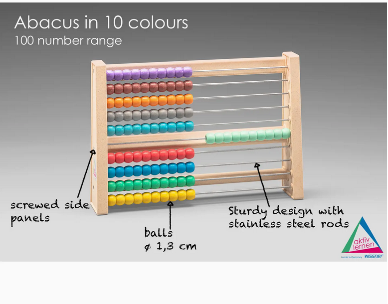 Rechenrahmen in 10 Farben | Zählrahmen Rechenschieber bunt Wissner