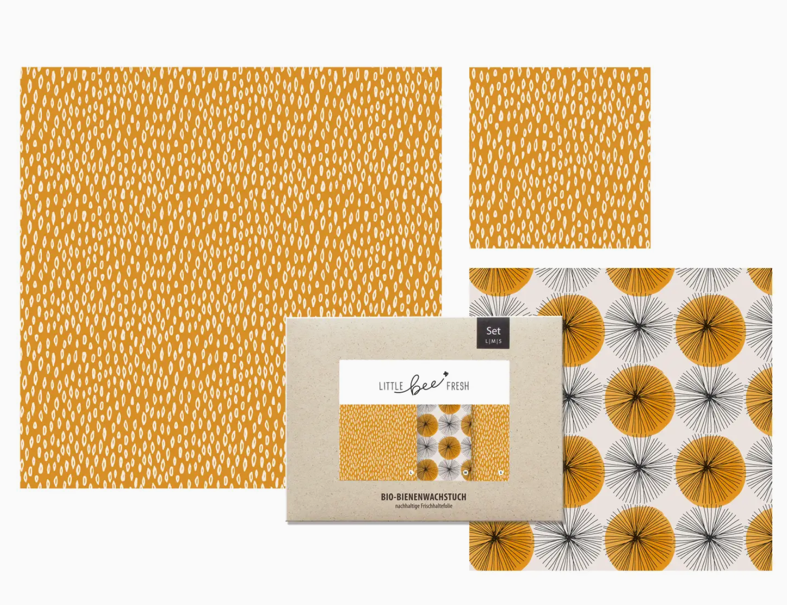 Bio-Bienenwachstuch - Goldregen "Starter-Set" - S/M/L