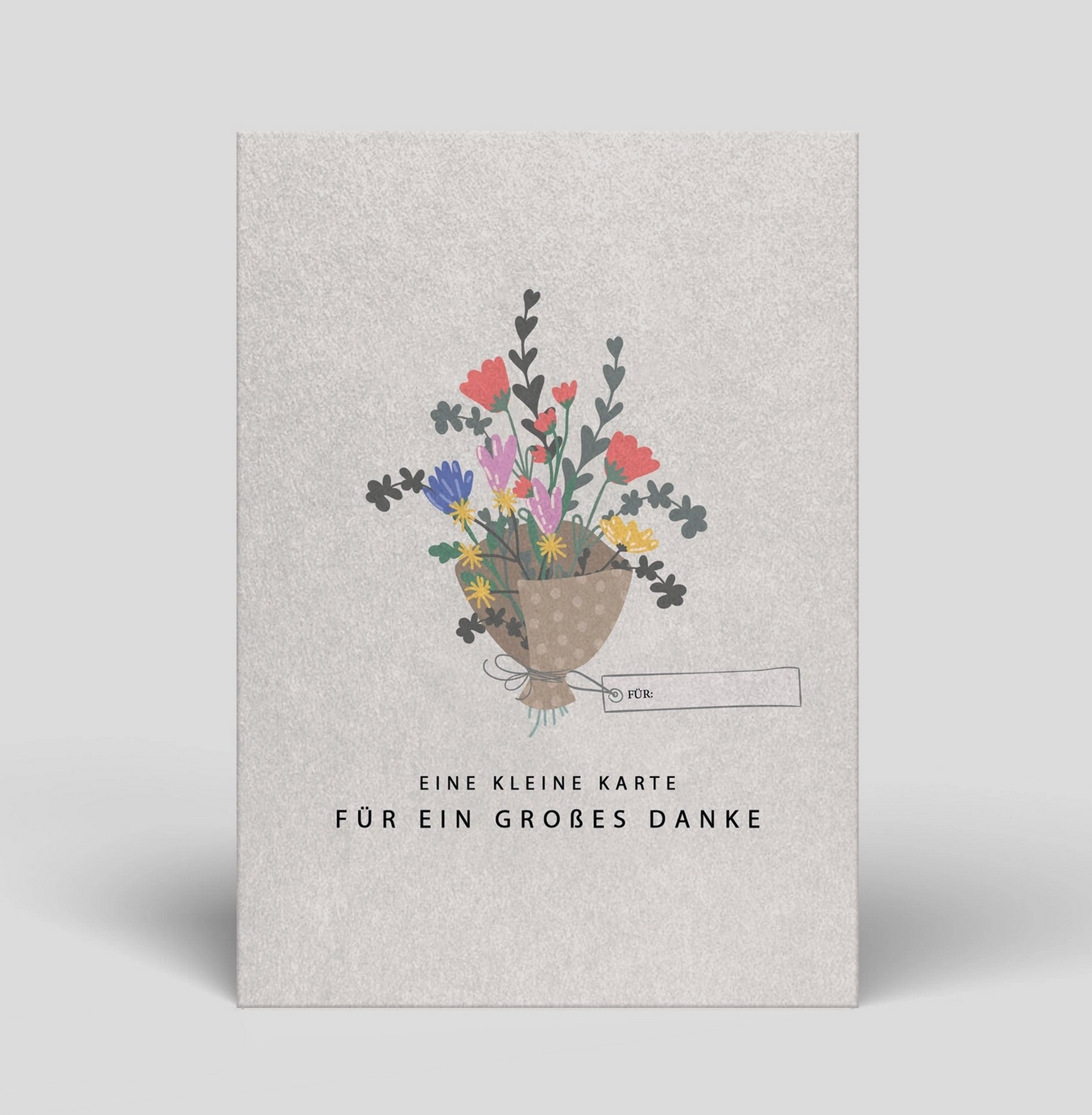 Eine kleine Karte für ein großes Danke Blumenstrauß mit Papier Postkarte Naturbedacht
