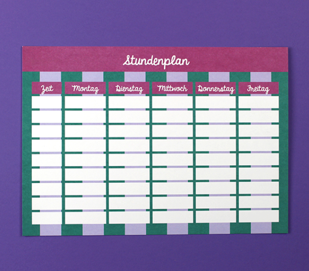 Stundenplan flieder / petrol / fuchsia, DIN A4
