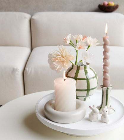 Stumpenkerze Spirale 7x10cm Eierschale Rico Design