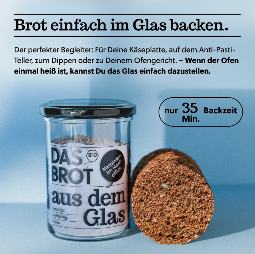 Bio-Brotbackmischung im Glas "Kastanien im Hanfglück"