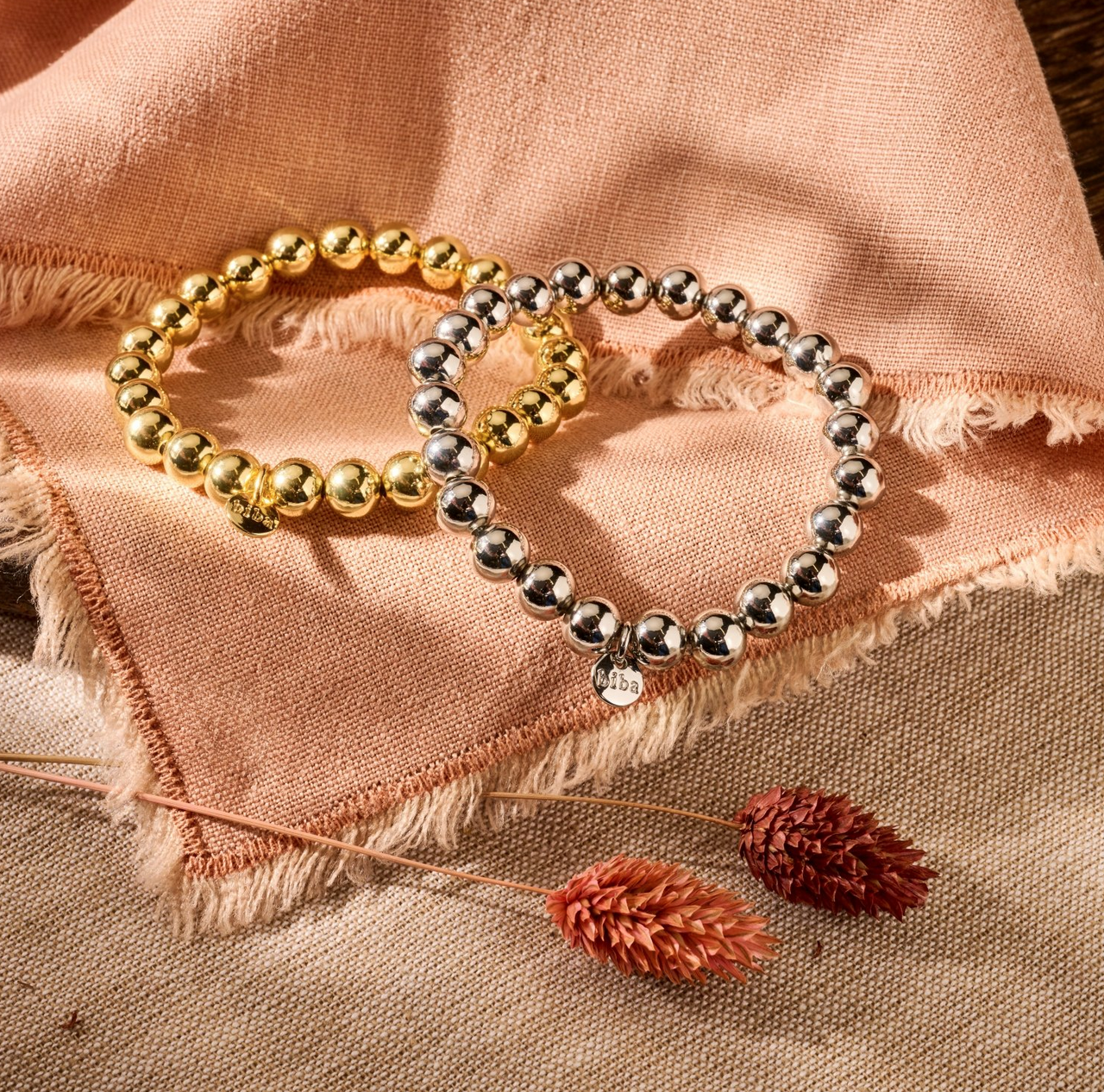 biba Armband Gold mit 8mm Perlen