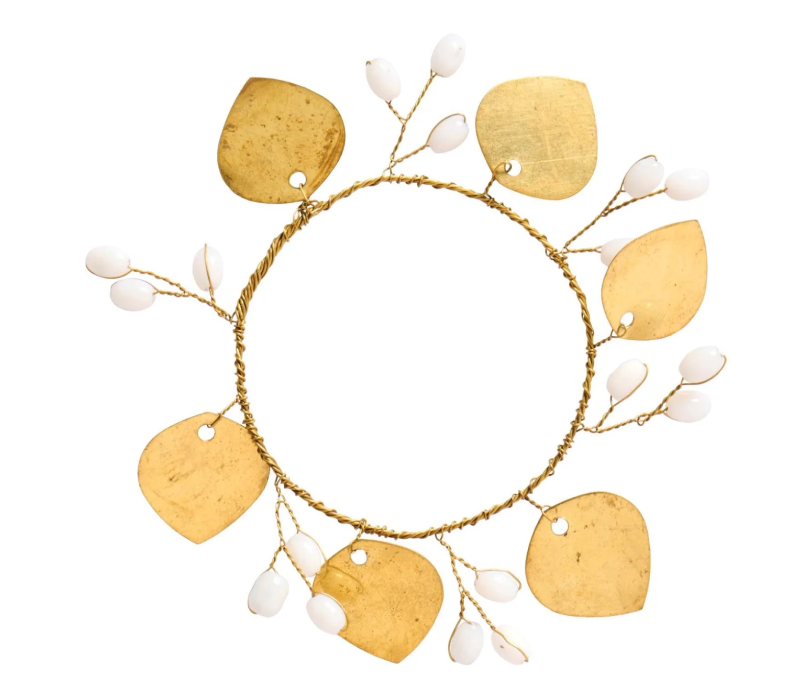 Kranz mini mit Messingblättern und weißen Perlen Gloria innen Ø:4,3 cm