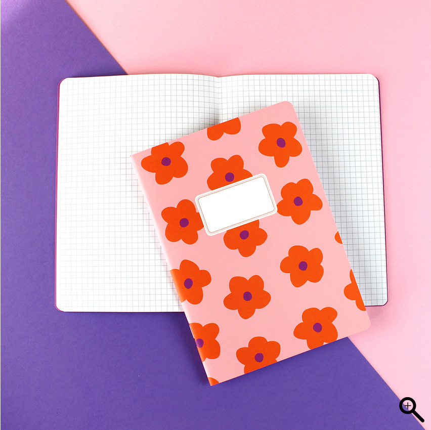 Notizheft Flowers, rose/orange/violett, 30 Blatt kariert, DIN A5