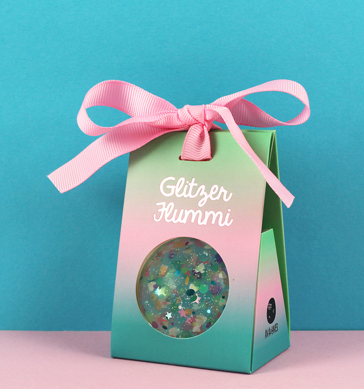Glitzerflummi mit Konfetti, Sterne/Herzen/Glitzer pastell, 49mm