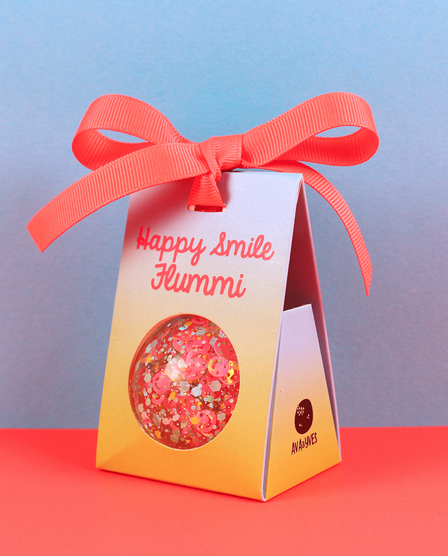 Flummi mit Smiles und Konfetti, Neon pink, hellblau, 49mm