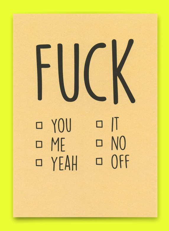 Postkarte Deli Cards "Fuck you/me/yeah"