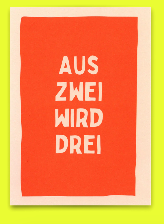 Postkarte Deli Cards "Aus zwei wird drei"