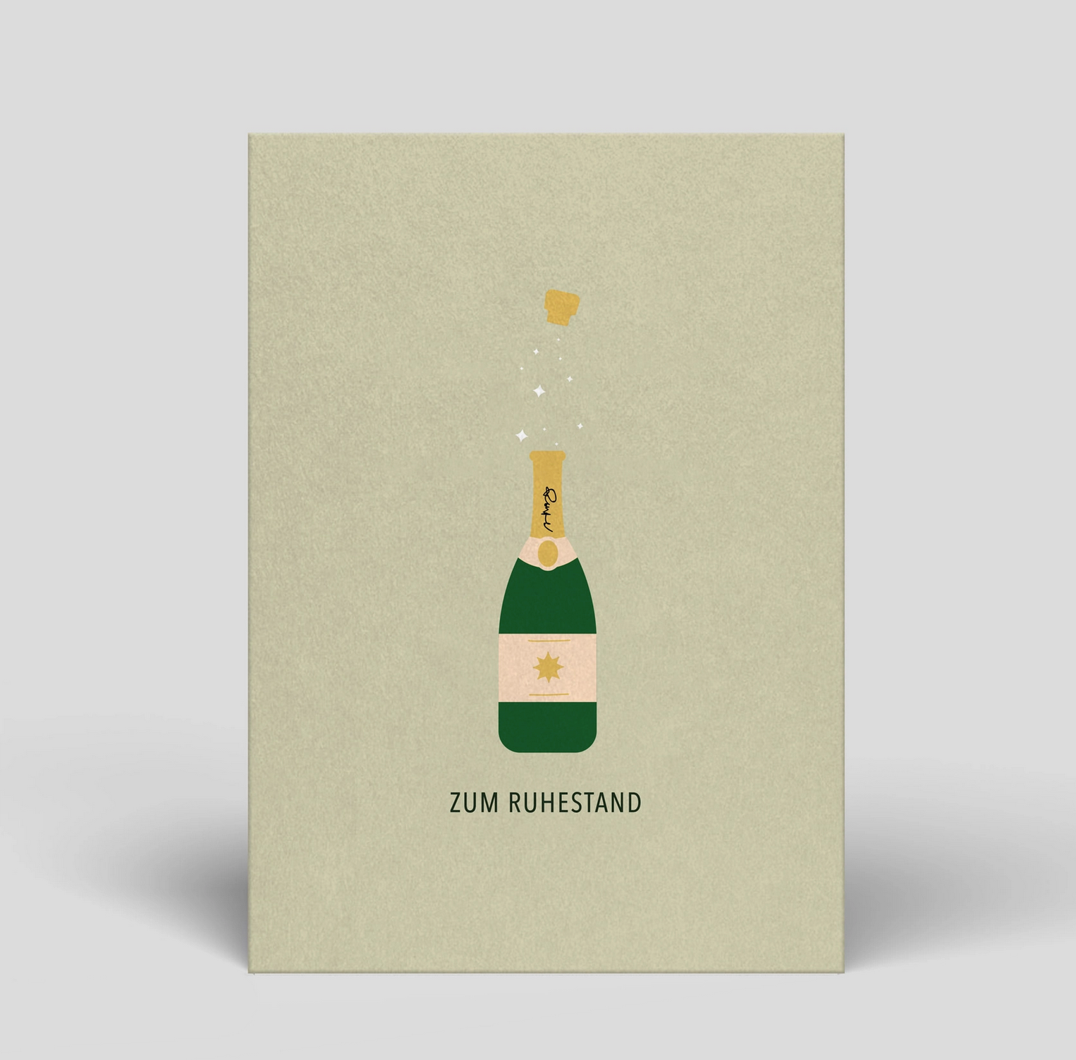 Rente Sektflasche Postkarte Naturbedacht