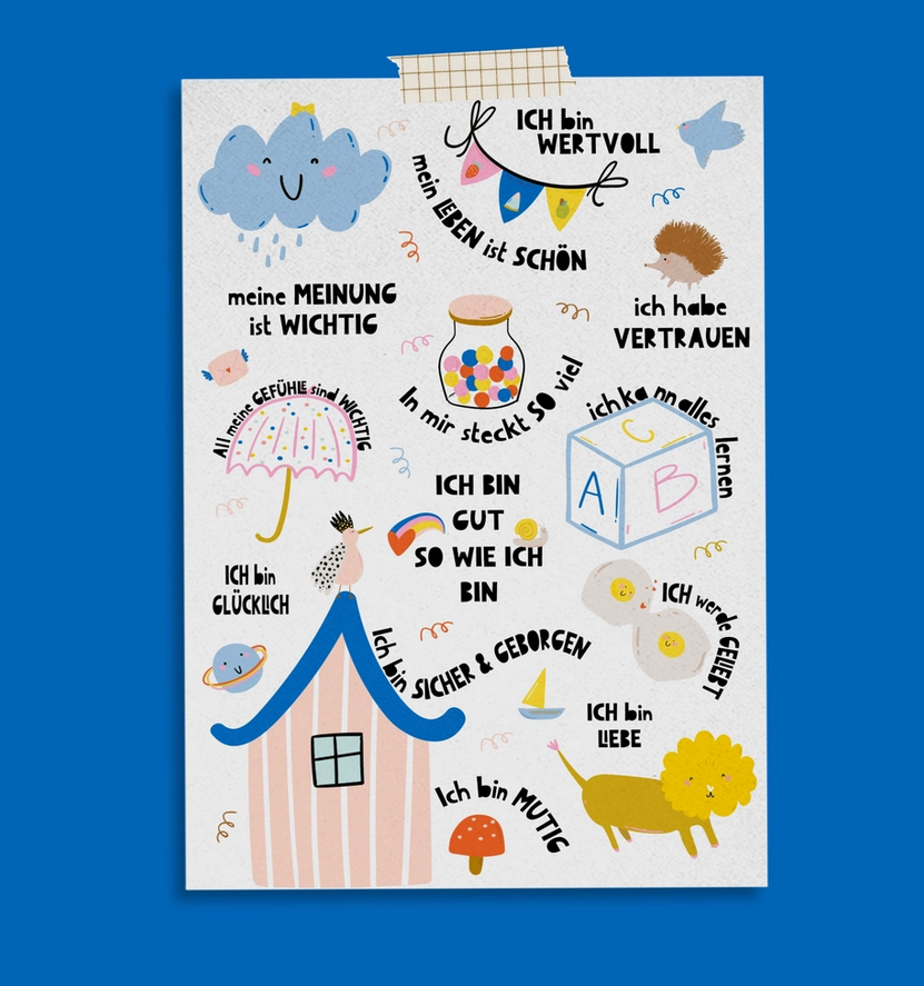 Affirmationskarte "Kunterbunte Welt" Modern Kids Art