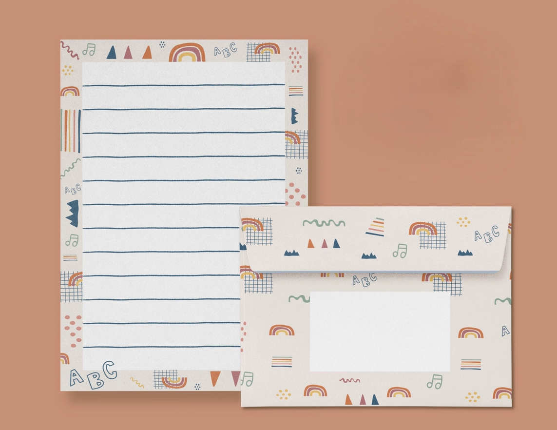 Briefpapier Set Regenbogen ABC Modern Kids Art