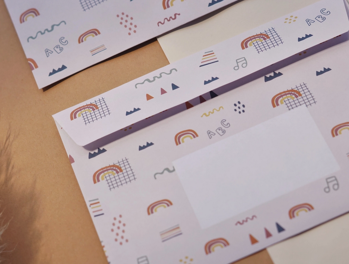 Briefpapier Set Regenbogen ABC Modern Kids Art