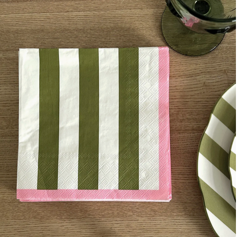Papierserviette khaki gestreift x20