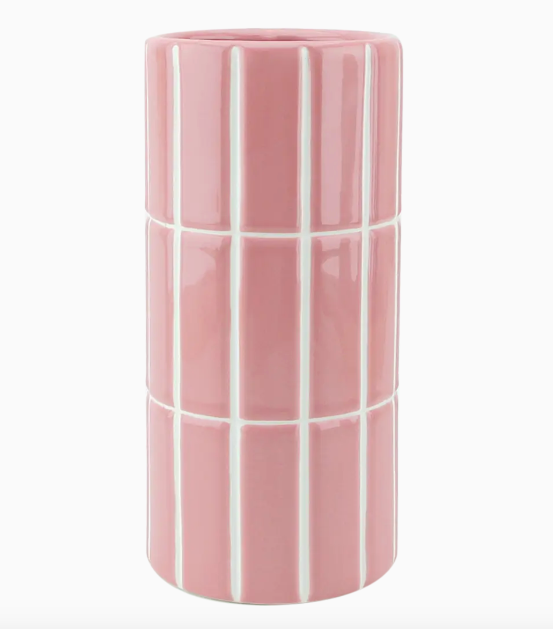 Vase mit Kachelmuster, rosa, Ø 10,5 cm, H 23 cm