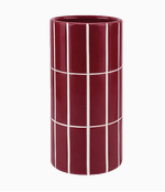 Vase mit Kachelmuster, dunkelrot, Ø 10,5 cm, H 23 cm