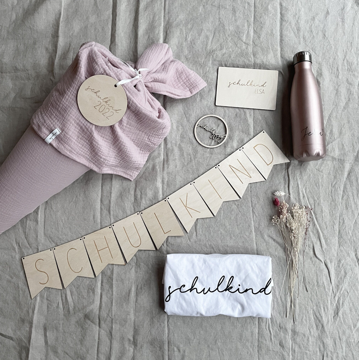 Holzgirlande Schulkind I Holz Wimpel