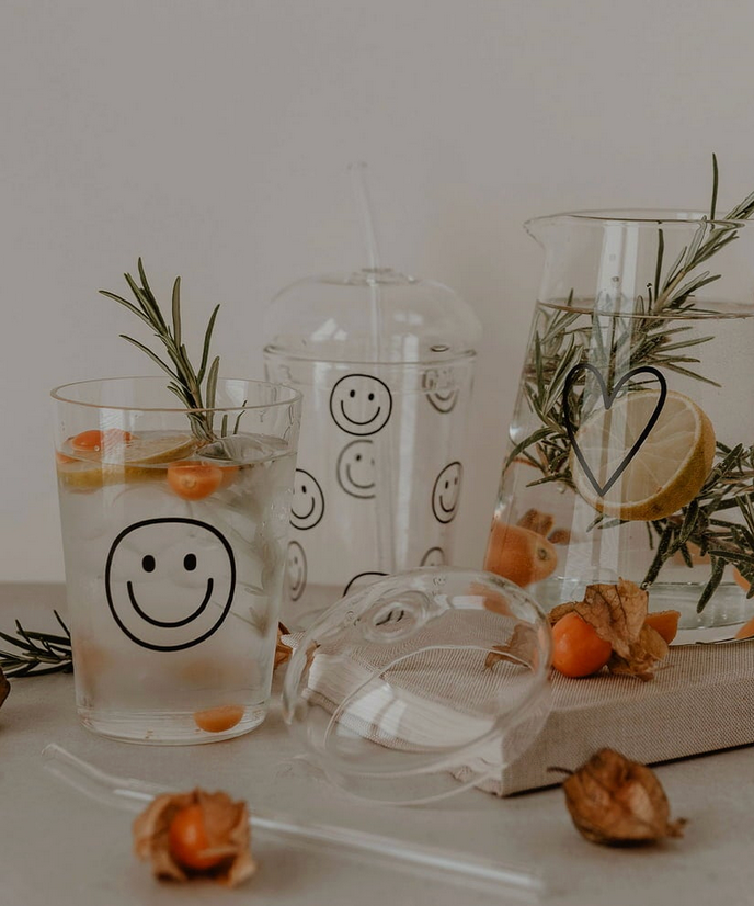 Trinkglas Smileys schwarz Eulenschnitt