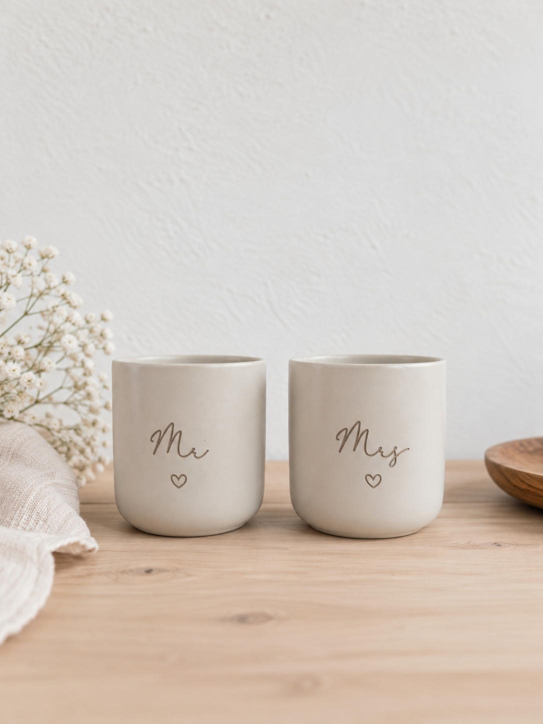 Mr & Mrs Tasse graviert Becher Hochzeitsgeschenk | Gravierte Steingut Tassen | Hochzeitsgeschenk | Ehepaar Tassen