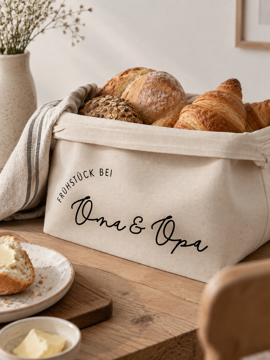 Personalisierter Brotkorb Oma&Opa | Geschenk Einzug | personalisiert | Brot Aufbewahrung | Sonntagsfrühstück | Frühstückskorb