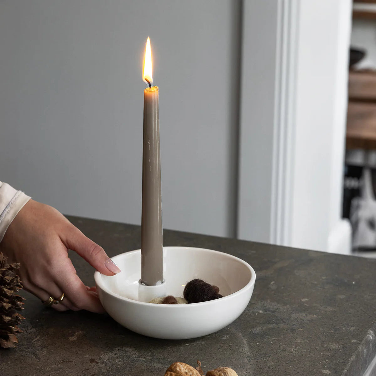 Storefactory Kerzenhalter LIDATORP Small white glänzend | Ø 16x5 cm