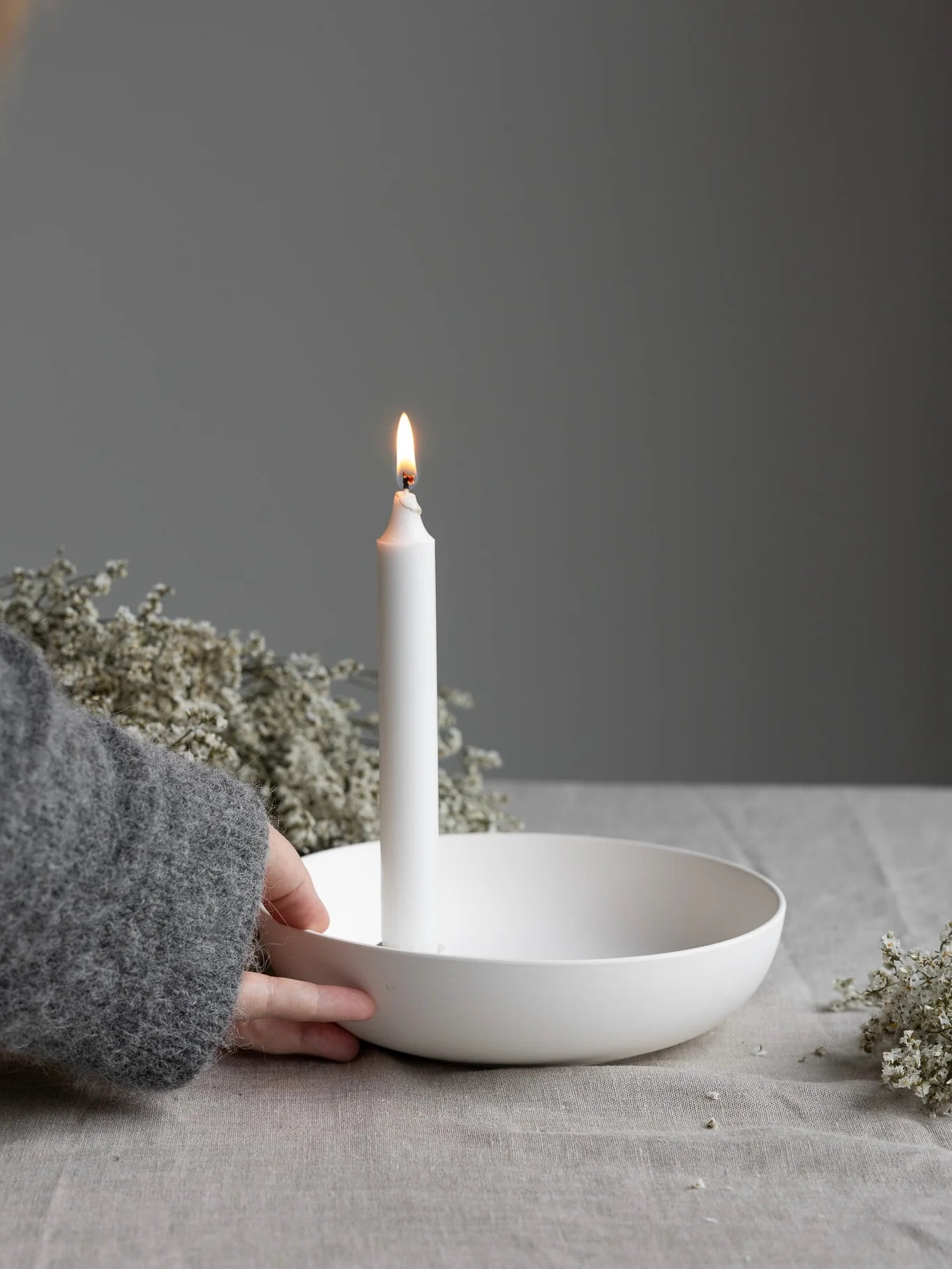 Storefactory Kerzenhalter LIDATORP Large white glänzend | Ø 21x5 cm