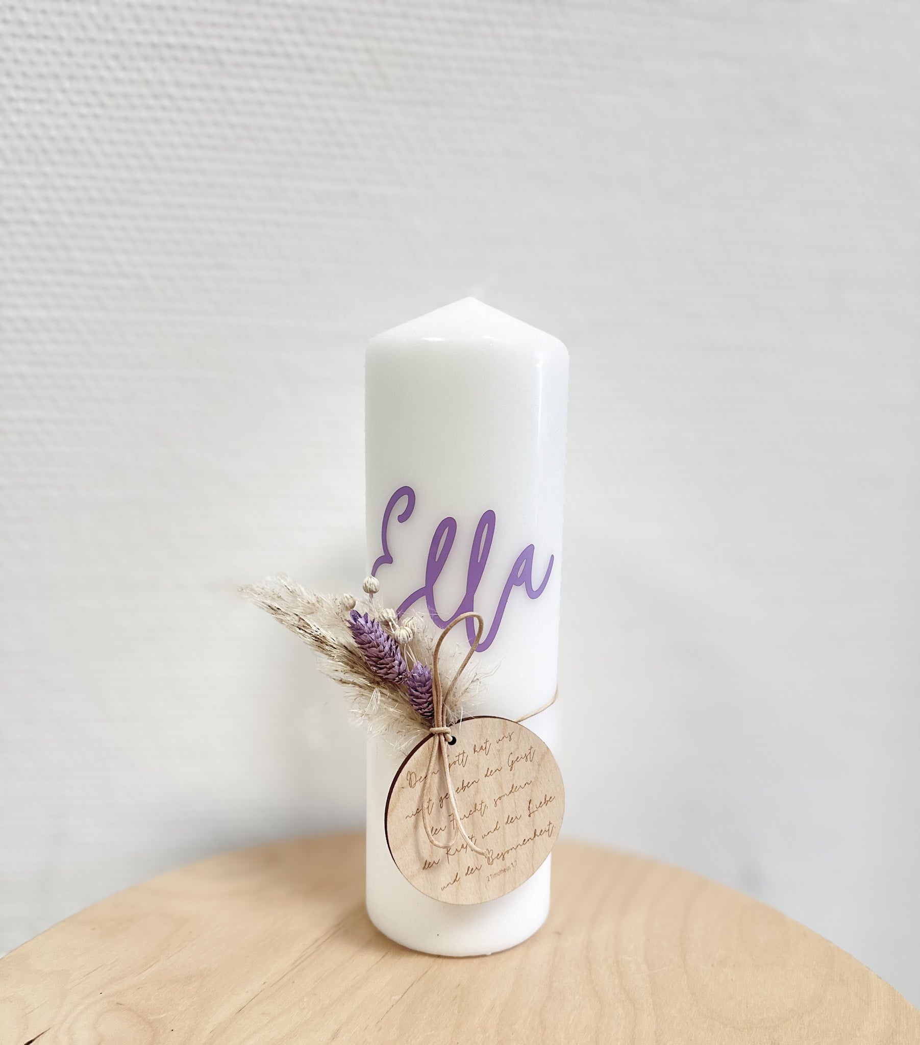 Taufkerze Name + Taufvers Holzplakette
