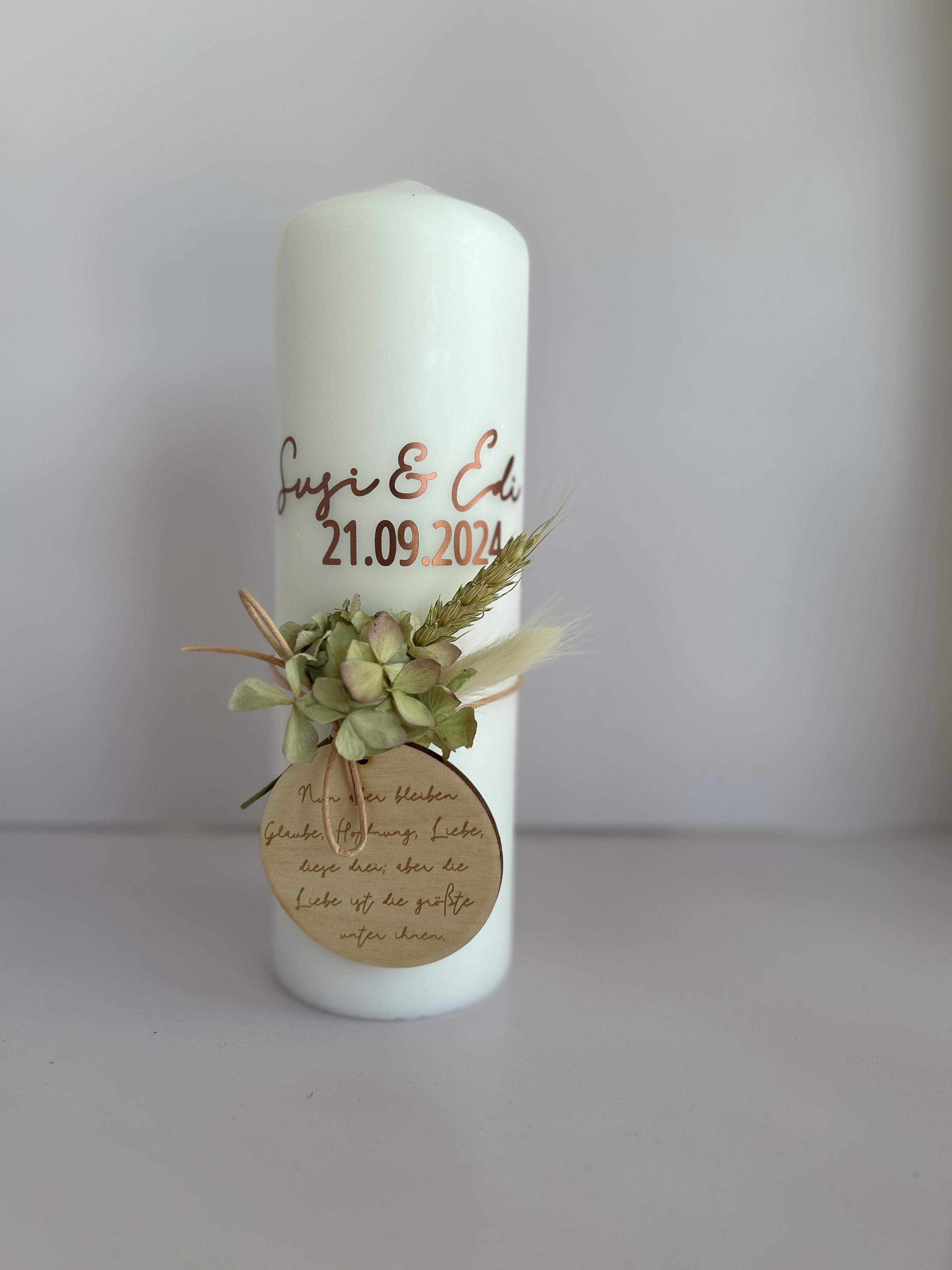 Holzanhänger für Taufkerze/Traukerze personalisiert