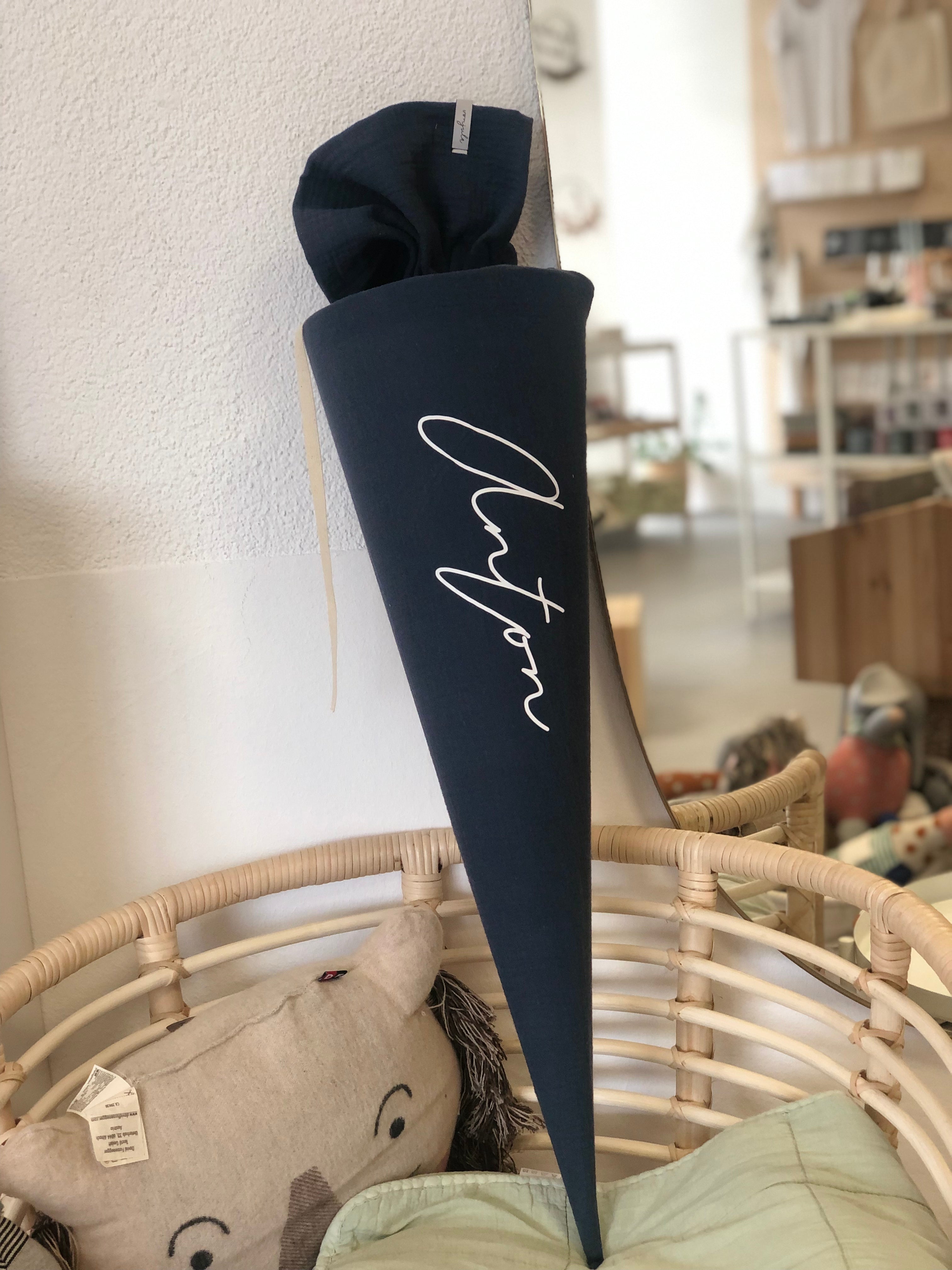 Schultüte Musselin mit Print geschwungen