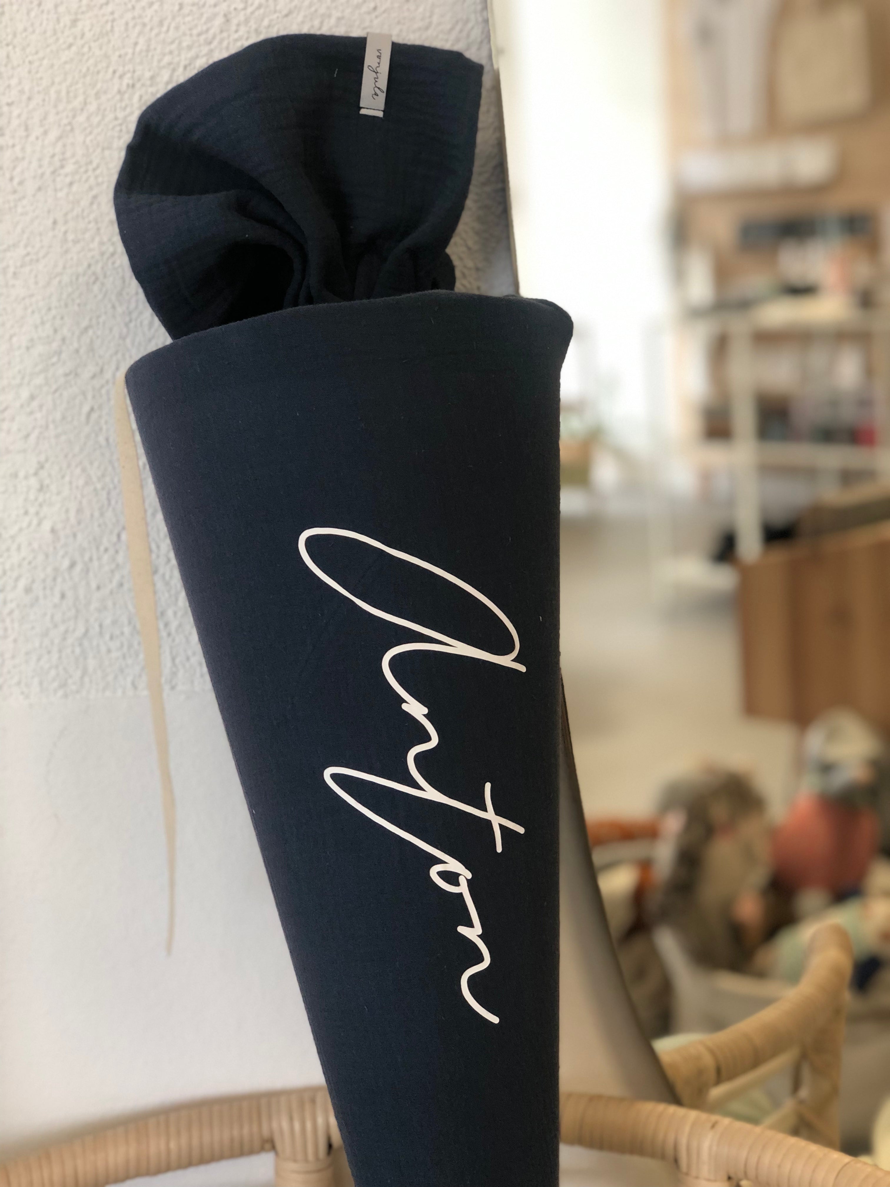 Schultüte Musselin mit Print geschwungen