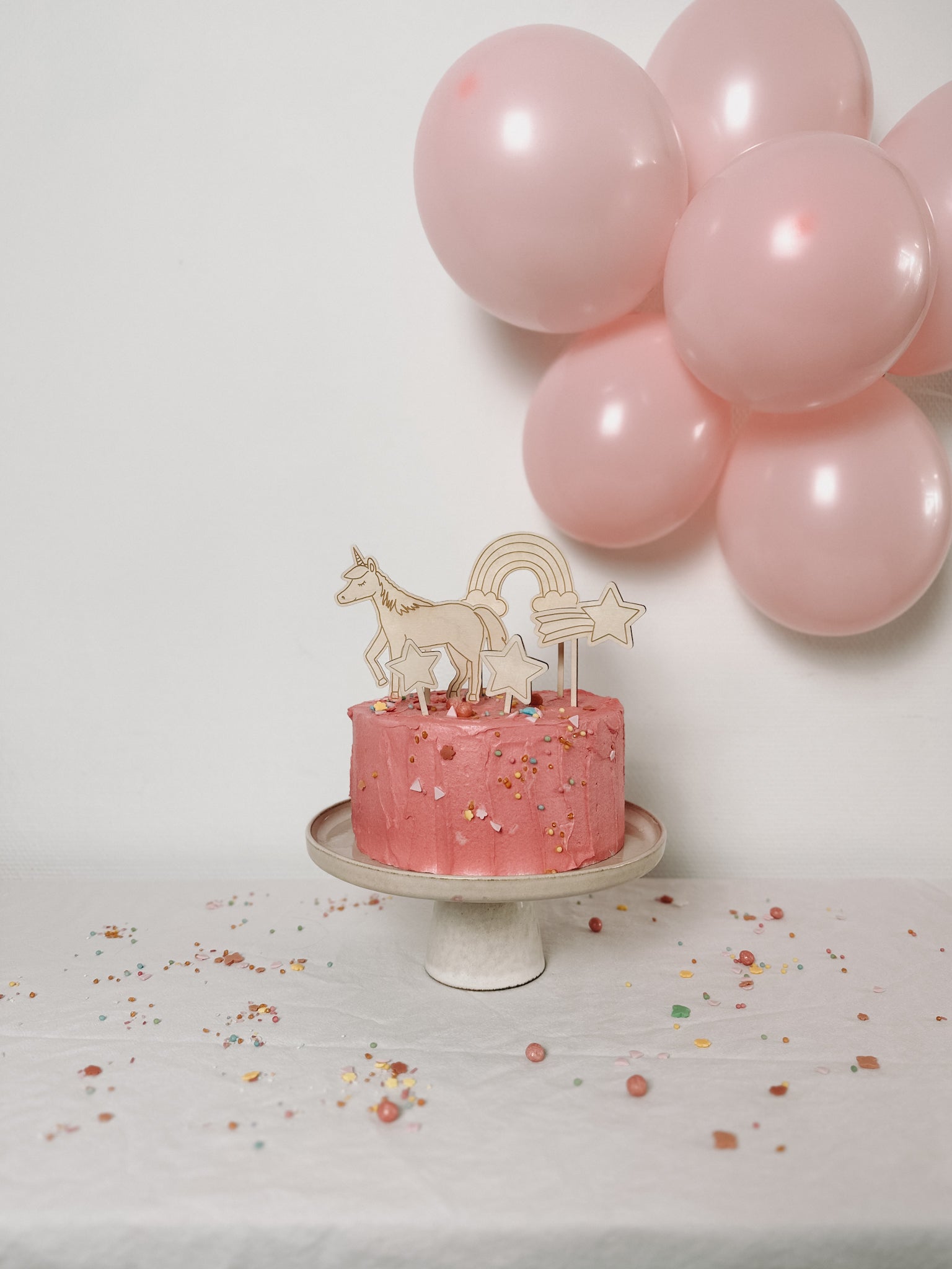 Caketopper Einhorn-Set Stern Regenbogen Sternschnuppe I Kindergeburtstag